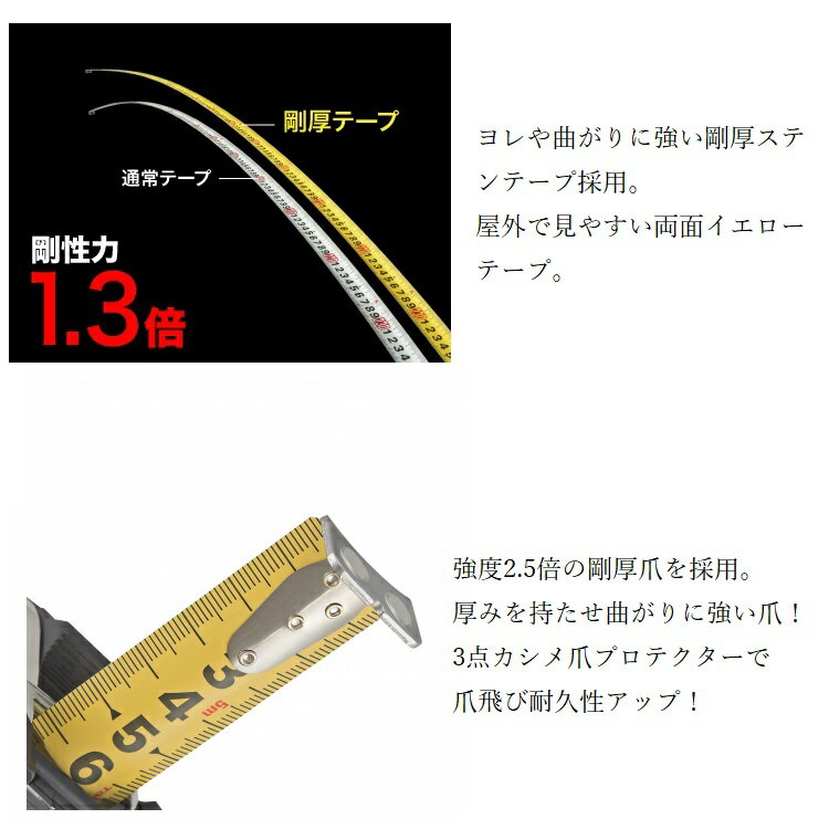 タジマ TAJIMA スケール コンベックス 剛厚セフステンロックマグ 25mm×5.0m、25mm×6.5m GASFGSLM2550、GASFGSLM2565 2