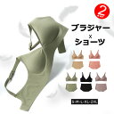 ブラジャー ノンワイヤー ショーツ 2点セット 送料無料 モールド 下着 自然盛り シームレス ストレスフリー 谷間 ブラ 美胸 tシャツブラ 響かない ノンワ...