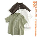 【送料無料】 綿麻シャツ シャツ トップス 服 ブラウス インナー 半袖 レディース 女性 学生 きれい シンプル ファッション おしゃれ プレゼント 誕生日 ギフト 通勤 通学 オフィス OL お出かけ 通気 薄手 着痩せ カジュアル フォーマル レトロ 綿麻 春 夏 秋 冬 快適