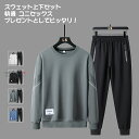 【送料無料】上下 2点セット トレーナー スウェット セットアップ トップス ブラウス ウエア 長ズボン パンツ オシャレ 格好よく シンプル 柔らかい 春 秋...