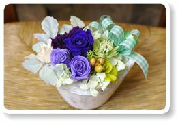 プリザーブドフラワー・ブルー・送料無料・4600円　クリアケース付