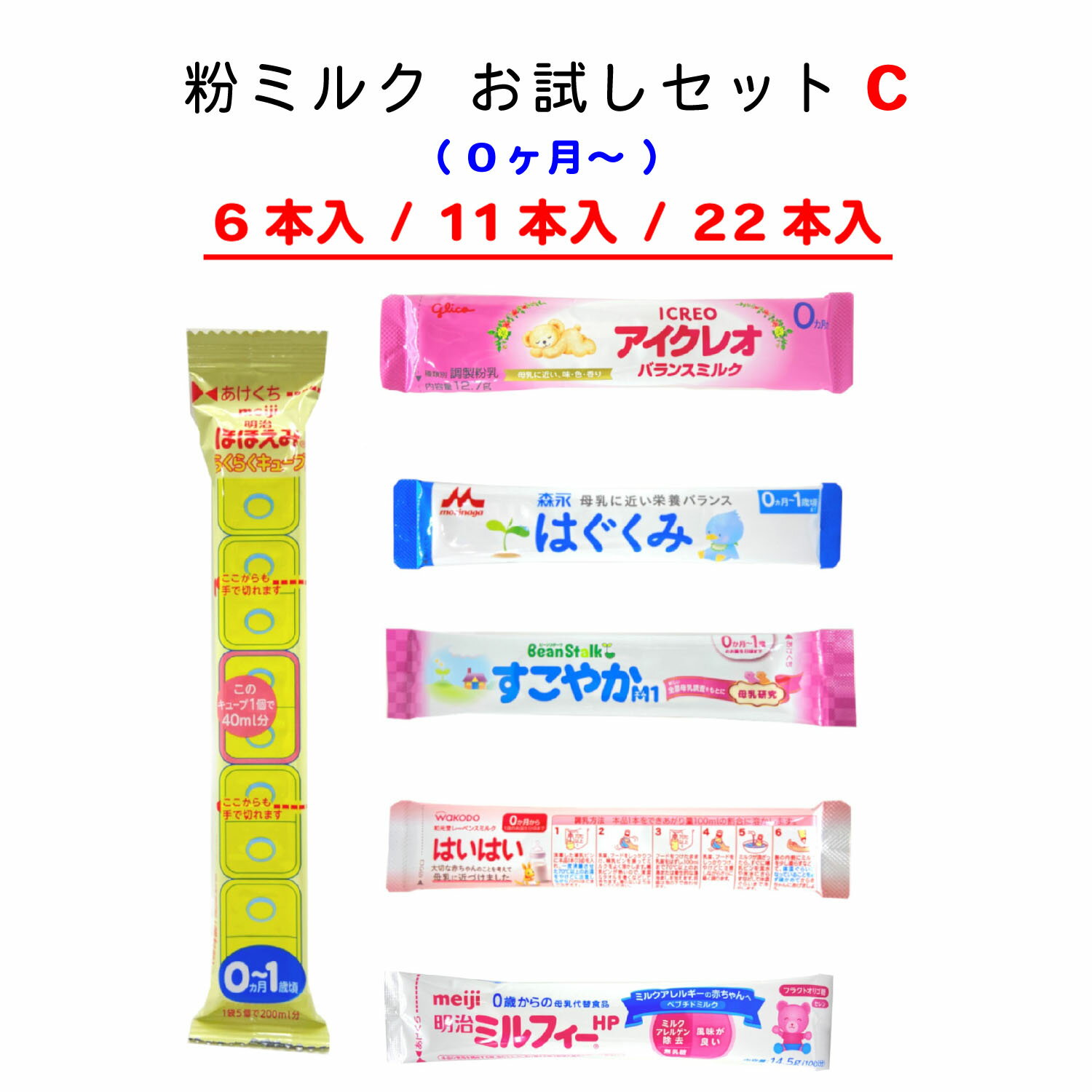 タイプC 【メール便送料無料】赤ちゃん用 粉ミルク お試しセット 新生児 6種類