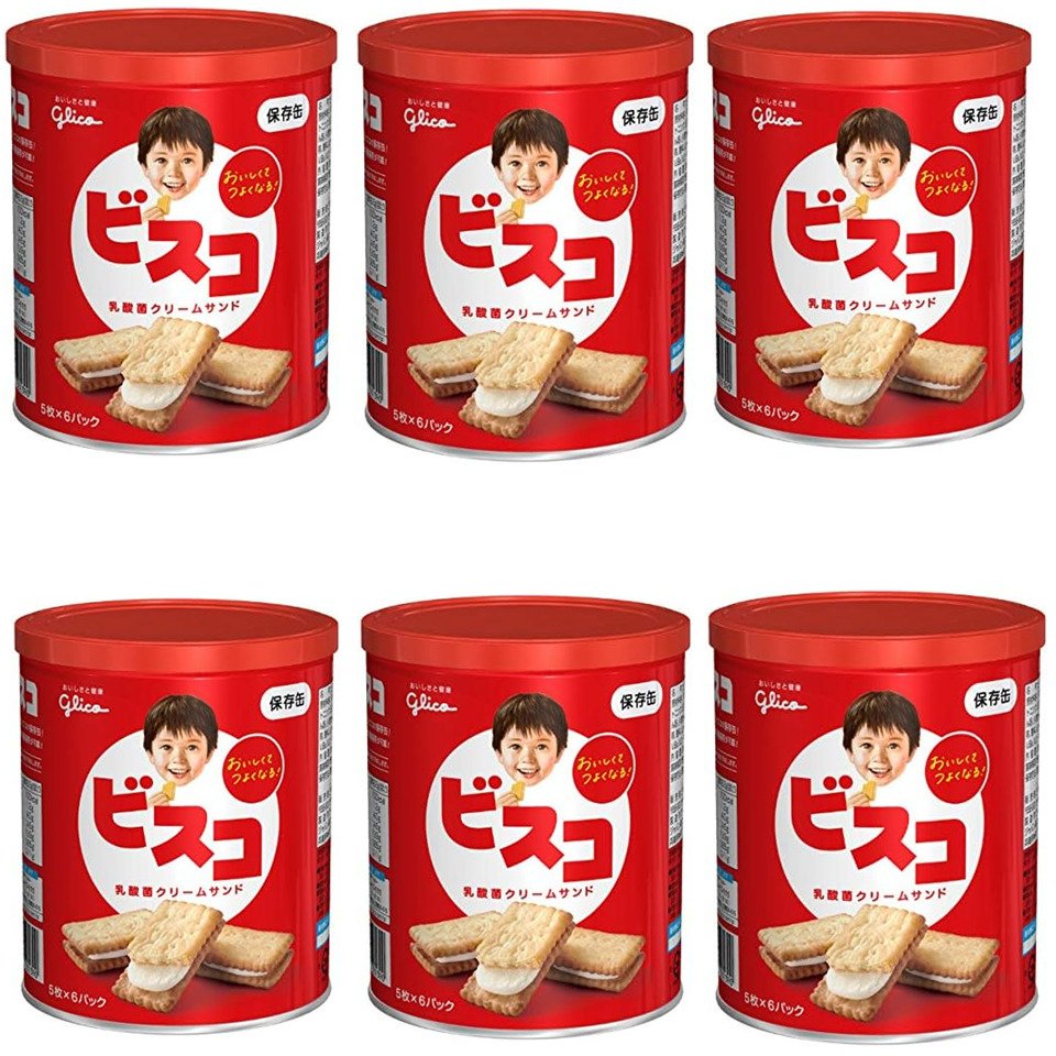 5のつく日P3→4倍&間もなく終了!ブラックフライデー&特設会場にてクリスマス早割開催中!\ 6個セット / 江崎グリコ ビスコ 保存缶 30枚 非常食 保存缶...