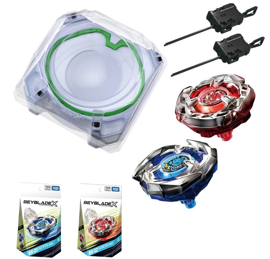 3点セット：ベイブレードX / BEYBLADE X BX-10 エクストリームスタジアム & BX-01スターター ドランソード 3-60F + BX-02 スターター ヘルズサイズ 4-60T