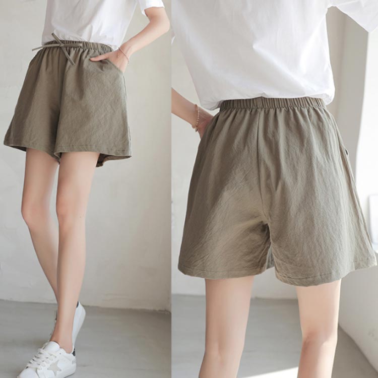 ポケット付き ショートパンツ ハーフパンツ パンツ リネン 暑くない パンツ 夏 ひんやり カジュアル 短め 綿 麻 全11色×5サイズ ワイド 3分丈 ウエストゴム 綿麻パンツ ルームウェア 部屋着 ワイド 無地