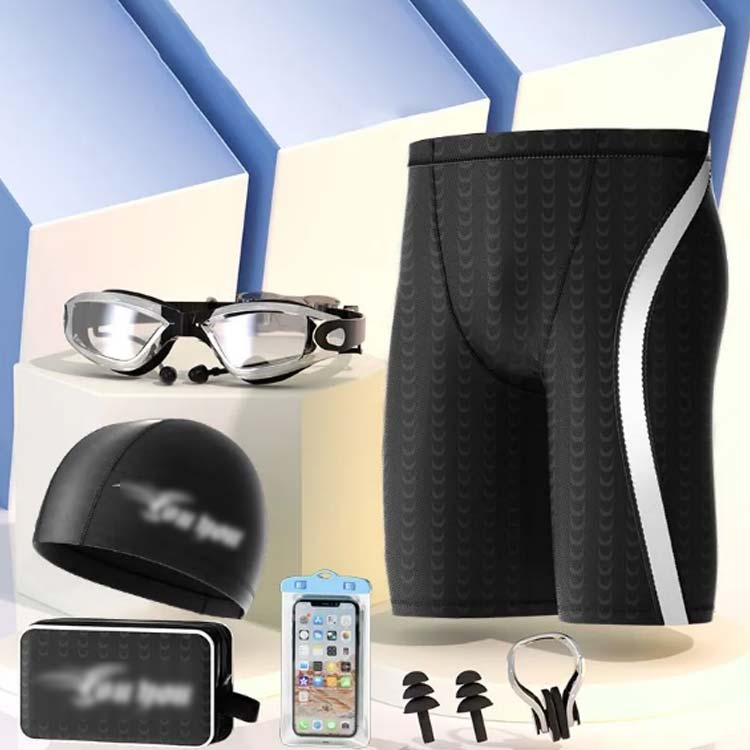 メンズ 水着 5点セット スイムバック+キャップ+ゴーグル+耳栓+鼻栓付 フィットネス水着 スイムウェア 競泳水着 男性 送料無料 ストレッチ 水泳 練習 ジム スポーツ水着 スイミング 吸汗速乾 大きいサイズ