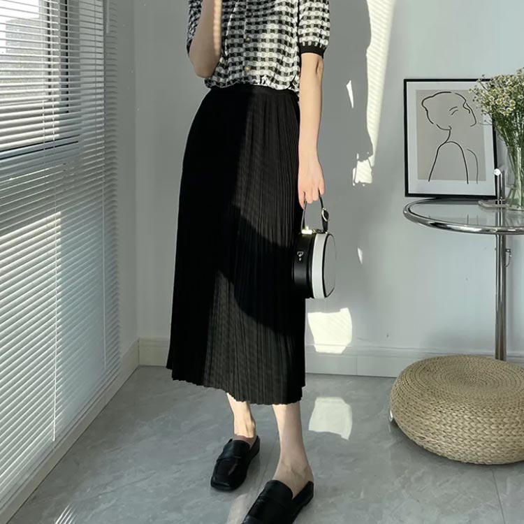 プリーツ スカート ミモレ フレアスカート レディース 春 夏 ロングスカート 裏地付き ウエストゴム Aライン きれいめ ふんわり 上品 フォーマル 通勤 入学式 入園式 卒業式 卒園式 シンプル 3