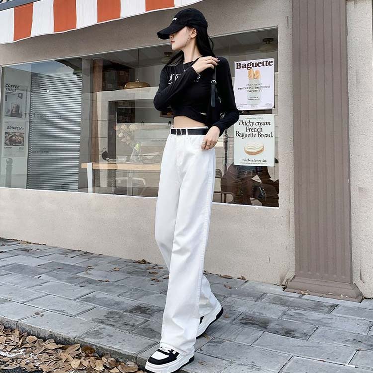 レディース ハイウエスト ロングパンツ 白 ロング丈 着瘦せ ホワイト デニムパンツ 体型カバー デニム ボトムス 長ズボン 大きいサイズ デニムパンツ ジーンズ 黒 大人 女性 春秋 冬 美脚 カジュアル おしゃれ