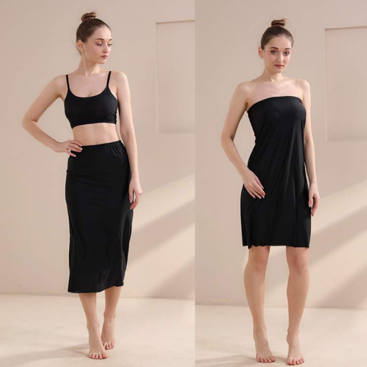 薄手 ペチコート ロング ストレッチ 冷感 ロングペチコート 透けない 80cm ボトムス ワンピース ウエストゴム インナー 大きいサイズ マタニティ 無地 シンプル 肌着 ロングペチコート インナー スカート 下着 送料無料 M L 2