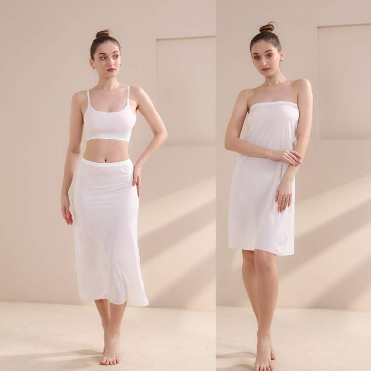 薄手 ペチコート ロング ストレッチ 冷感 ロングペチコート 透けない 80cm ボトムス ワンピース ウエストゴム インナー 大きいサイズ マタニティ 無地 シンプル 肌着 ロングペチコート インナー スカート 下着 送料無料 M L 3