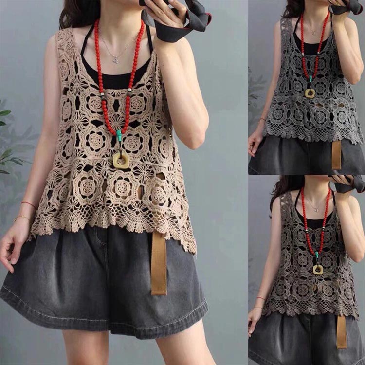 ジレ レイヤード 春 送料無料 レディース 夏 ベスト トップス サマーニット プルオーバー ニットベスト カジュアル ナチュラル 透かし編み トップス きれいめ カジュアル フェミニン 透かし編み 無地 大人 女性 かわいい フリーサイズ リゾート