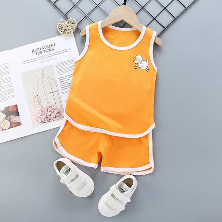 コットン 綿 プリント 短パン セットアップ タンクトップ 上下セット 送料無料 半ズボン 子供服 夏 ベビー服 涼しい ノースリーブ 秋 パジャマ 部屋着 ベビー 赤ちゃん 子供 男の子 女の子 柔らかい 肌着 通気性 トップス 2