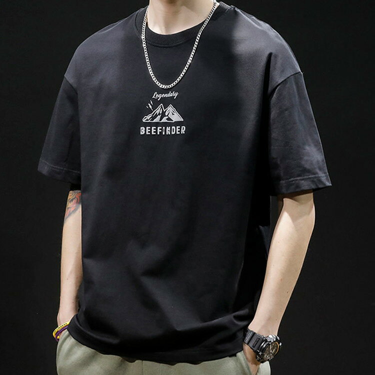 【送料無料】tシャツ メンズ アメカジ 半袖 丸首 バックプリント 古着風 レトロ カットソー トップス 山 英字 プリント ストリート カジュアル 大人 オーバーサイズ 大きいサイズ グレー 白 黒 かっこいい dayforme-10002204 DayForMe 楽天市場店 サンプル画像3