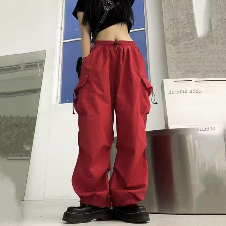 カーゴパンツ レディース ロングパンツ 長ズボン ボトムス かっこいい マニッシュ ダンス 衣装 ヒップホップ ストリート系 イージーパンツ ウエストゴム ワークパンツ ゆったり カジュアル 大きいサイズ