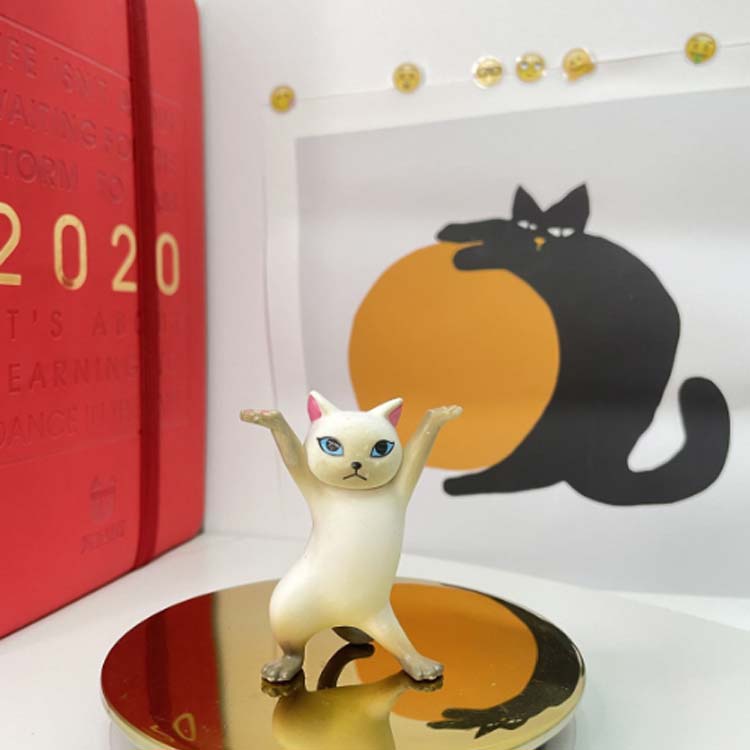 10点セット!猫 置物 小さい おしゃれ プレゼント ネコ 猫のペン立て ぺんおき 猫の置物 モデル ペンホルダー ネコ グッズ 雑貨 ペンたて ペンホルダー ヘッドフォンホルダー 踊る猫 ダンシングキャット 送料無料 [2]