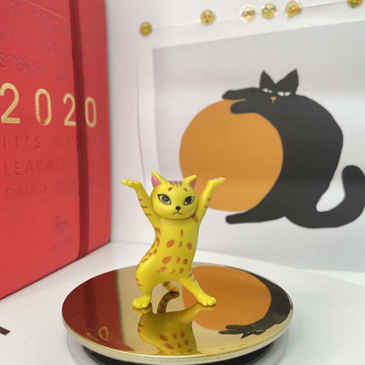 10点セット!猫 置物 小さい おしゃれ プレゼント ネコ 猫のペン立て ぺんおき 猫の置物 モデル ペンホルダー ネコ グッズ 雑貨 ペンたて ペンホルダー ヘッドフォンホルダー 踊る猫 ダンシングキャット 送料無料 [3]