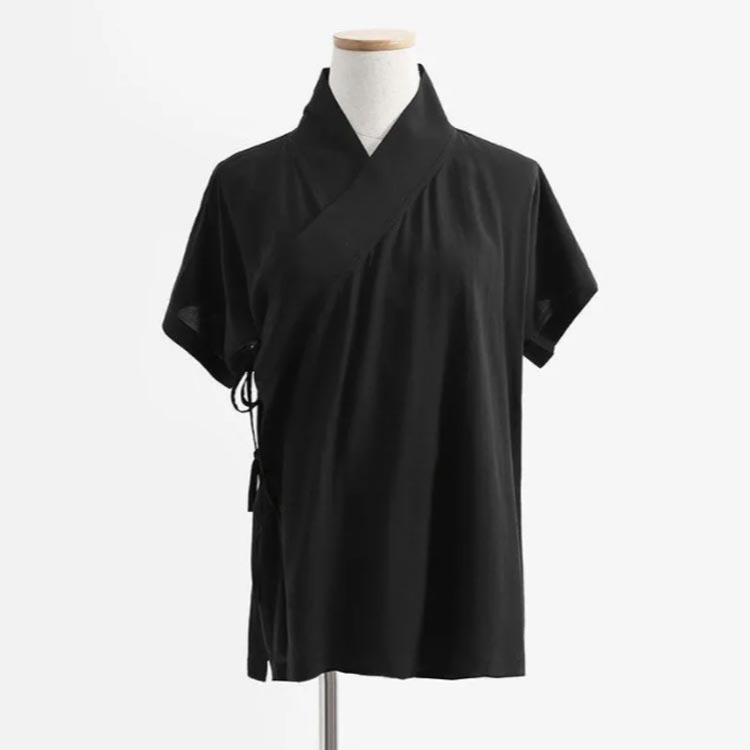 DayForMe 楽天市場店の襦袢 Tシャツ 半襦袢 着物 簡単 衿付き きもの レディース インナー 半袖 簡単 初心者 一体型 和装 浴衣 着物 下着 肌着 速乾 快適 女性 着物下 白 黒 ホワイト ブラック 送料無料｜アングル2