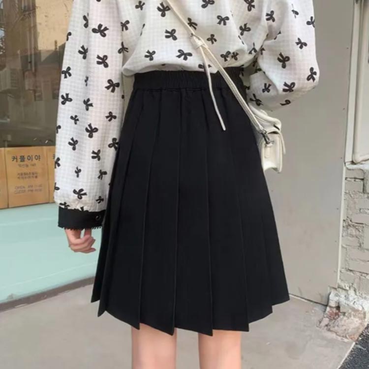 ロング丈 スクールスカート 38cm 膝丈 膝下 学生 制服 中学生 高校生 女子高生 女の子 レディース 女児 プリーツスカート 大きいサイズ グレー ブラック ホワイト 黒 白