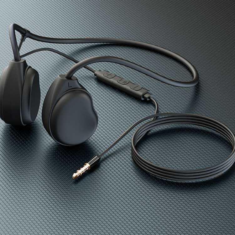 骨伝導イヤホン 有線 マイク付き テレワーク オープンイヤー ながら聴きイヤホン ハンズフリー通話 ヘッドホン 耳をふさがずに 耳に痛くならない 3.5mm 有線イヤホン イヤホン 黒 耳を塞がない ヘッドセット 送料無料