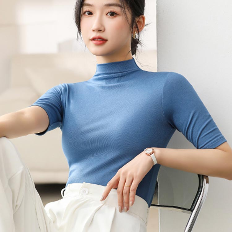 タイト ハイネック ハイネック 春夏 五分袖カ...の紹介画像2