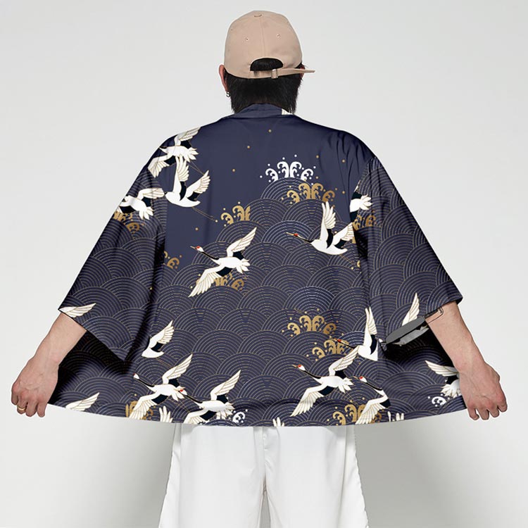 送料無料 法被 ツル 松 鶴松 夏祭り 法被 ハッピ 大人 子供 キッズ 寺 神社 和柄 羽織り 和装 カーディガン 浴衣 着物 はっぴスタイル お祭り衣装 半纏 半被 半天 袢天 羽織 個性的 イベント はんてん 松鶴 北欧 森 髑髏