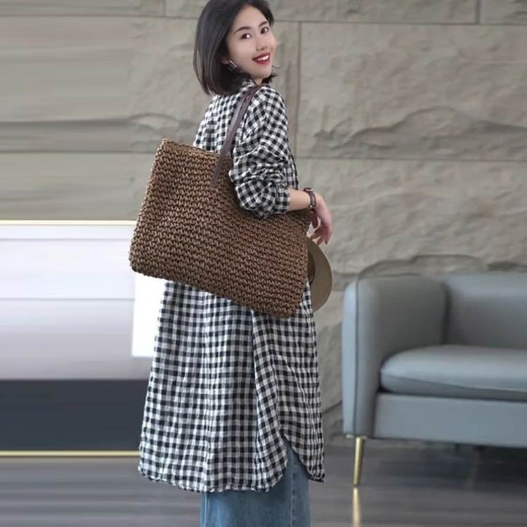 チェック柄 可愛い マキシ丈 シャツワンピース ワンピース シャツワンピース 長袖 シャツワンピ 体型カバー 羽織 ロングシャツ レディース ファッション 重ね着 着瘦せ 大人女性 きれいめ カジュアル 春秋 薄手 通勤 dayforme-10004639 DayForMe 楽天市場店 サンプル画像3