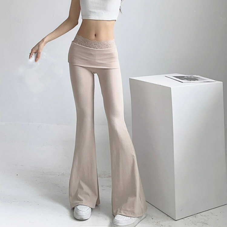 ブーツカットパンツ レース レディース ストレッチ ハイウエス 春 秋 フレアパンツ ボトムス レディース ロングパンツ 美脚ライン 体型カバー パッチワークレース カジュアル スリムパンツ ヨガパンツ カジュアル きれいめ おしゃれ スポーツ