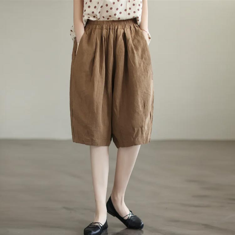 薄手 レディース ハーフパンツ 綿麻パンツ ショートパンツ 夏 ハーフパンツ 膝丈 ガウチョパンツ 5分丈 リネンパンツ 無地 シンプル 涼しい 夏服 部屋着 バルーンパンツ 短パン 短パン ナチュラル パンツ 綿麻パンツ 大きいサイズ ポケット付き ウエストゴム