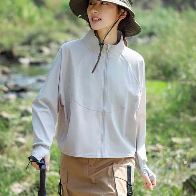 日焼け防止服 大人 長袖 薄手 スタンドカラー ジップパーカー 涼しい 紫外線から肌を守る パーカー UVカットパーカー レディース 女性 ライトアウター アウトドア キャンプ 釣り ラッシュガード ひんやり UVカット 日焼け止め衣 dayforme-10005706 DayForMe 楽天市場店 サンプル画像3