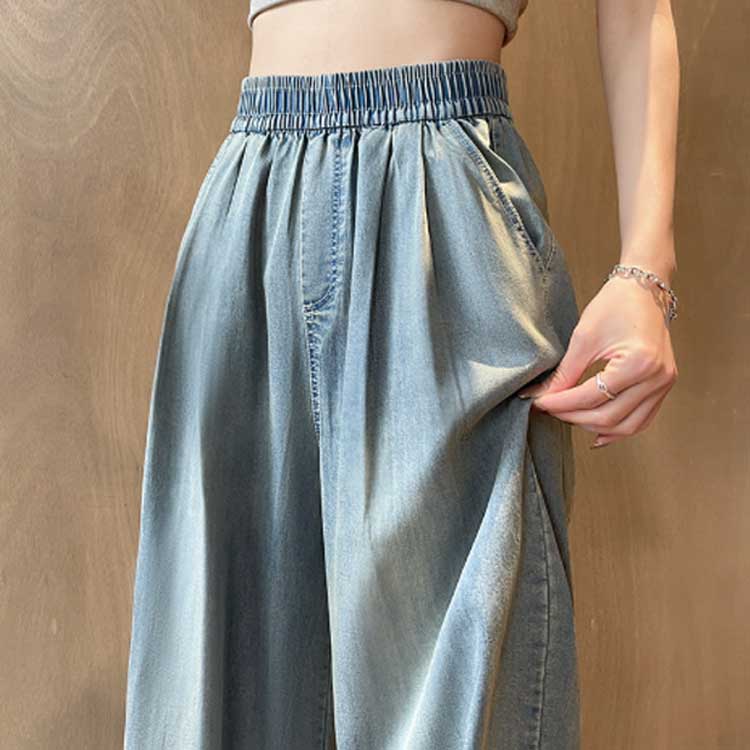 涼感ワイドパンツ レディース ロングパンツ ワイドパンツ ひんやり ウエストゴム 接触冷感 ボトムス デニムパンツ 着瘦せ 大人 ワイドデニム 体型カバー UVカット 大きいサイズ ゆったり 女性 ひんやり 無地 シンプル ハイウエスト きれいめ 美脚 脚長効果 通勤 通学