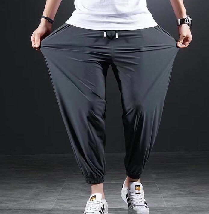 軽量 ロングパンツ スポーツパンツ 通気 接触冷感 メンズ ストレッチ サルエルパンツ ウエストゴム 涼しい ひんやり 速乾 無地 裾ゴム 薄手 トレーニングパンツ アイスシルクパンツ ストレッチパンツ 夏 春 秋 大きいサイズ