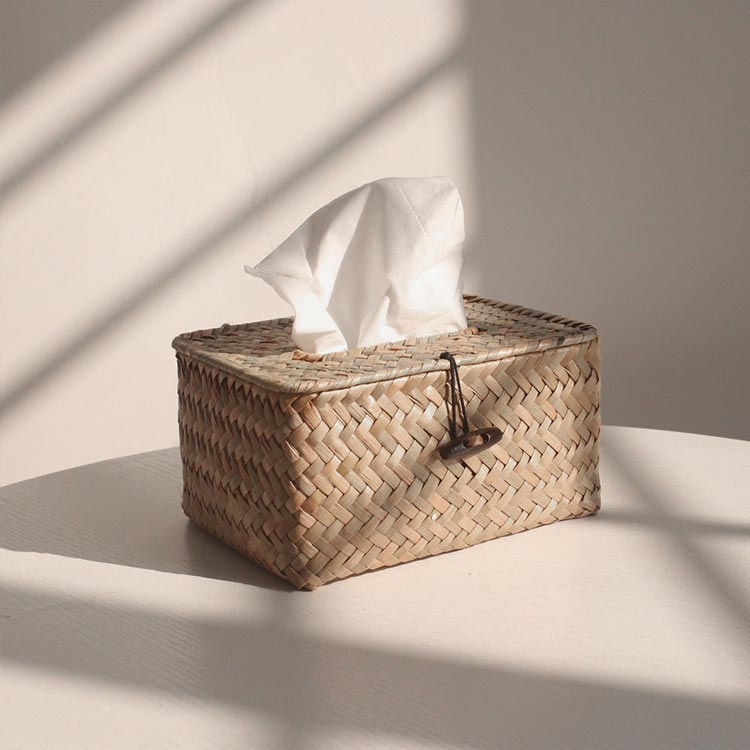 ボックス カバー 卓上収納 ティッシュカバー ティッシュボックス かご ペーパータオル ホルダー 籐 ケース キッチンペーパー 紙 ナチュラル おしゃれ 高級感おしゃれ インテリア ティッシュボックス 整理整頓 収納用品 ギフト プレゼント [2]