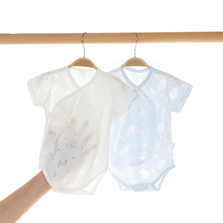 女の子 さらさら ロンパース やわらか 夏 ベビー服 夏 通気 綿 コットン 全開 子供...