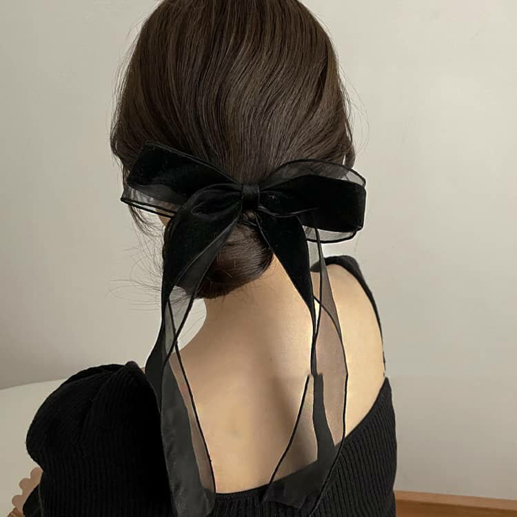 ベルベット 大きめ 2次会 髪飾り ヘアアクセサリー ブラック シュシュ 卒業式 リボンポニーフック 成人式 ヘアクリップ おしゃれ 大人 シンプル 2個セット 髪留め ベロア 結婚式 卒業式 アクセサリー 入学式 3