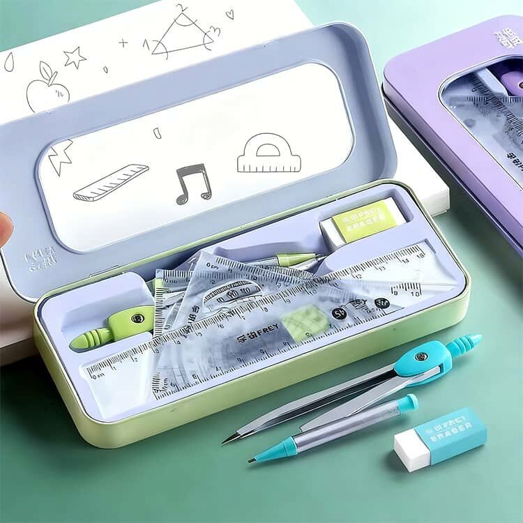 定規セット 文房具セット 分度器 小学生 三角定規 中学生 直定規 7点セット 女子 ケース付き コンパス 消しゴム カンケース ペンケース コンパス用替え芯 学校 算数 文具セット 子供 こども 定規セット 男子 dayforme-10007029 DayForMe 楽天市場店 サンプル画像3