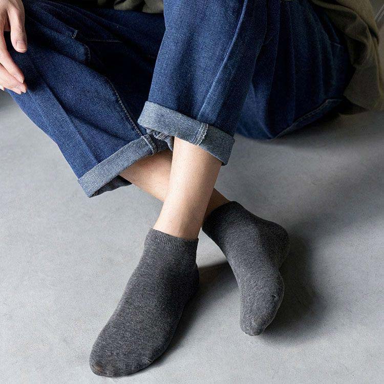 DayForMe 楽天市場店の5足セット メンズ ソックス くるぶしソックス 靴下 男性 春 夏 秋 ショートソックス スニーカーソックス 薄手 綿 コットン おしゃれ ブラック ホワイト ダークグレー ライトグレー｜アングル2