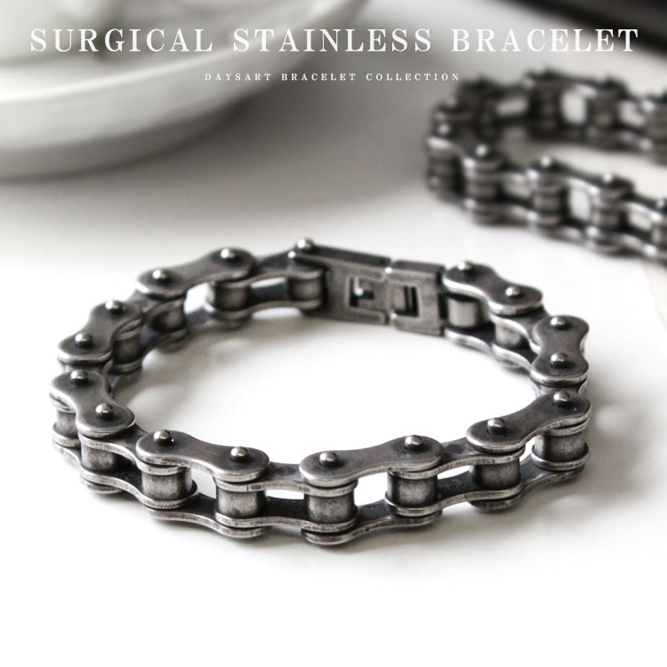 ブレスレット メンズ サージカルステンレス バイクチェーン 自転車チェーン ステンレスブレス 【ギフト】 【あす楽】