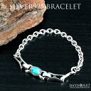 シルバー925×ターコイズ シンプルデザイン シルバーチェーンブレスレット シルバーバングル シルバーブレスレット 純銀 【 メンズ シルバーブレスレット SI...