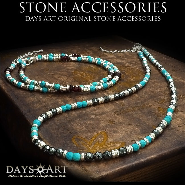 【最大2000円OFFクーポン】 ターコイズネックレス シルバーパーツ ガーネット ヘマタイト カッティング 天然石ネックレス ストーンネックレス パワーストー...