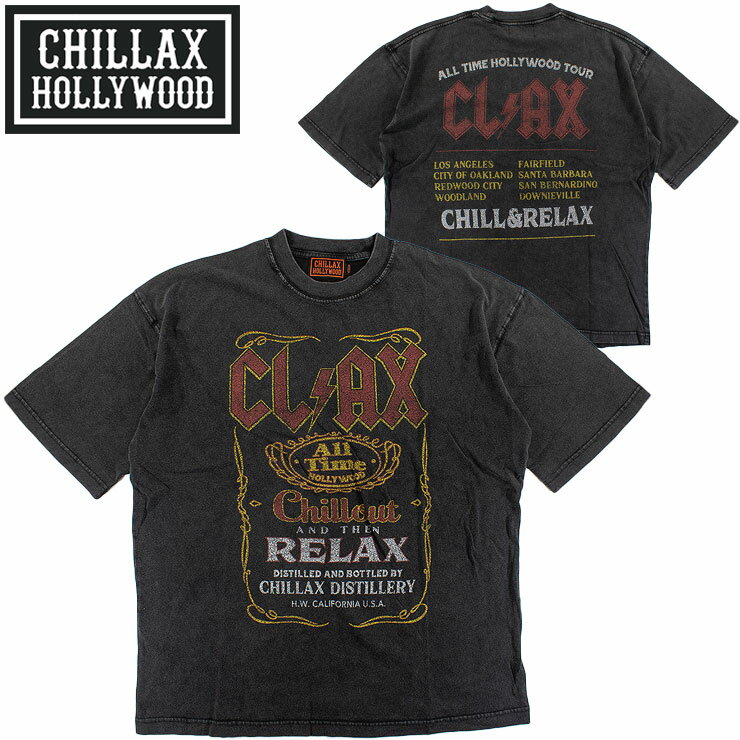 CHILLAX チラックス メンズ Tシャツ バンド カスレプリント 半袖 オーバーサイズ AC/DC エーシーディーシー 242CL1ST024