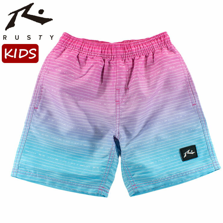 女生用 - RUSTY キッズ サーフトランクス ボーダー 子供用 海パン 男の子 インナー付 サーフパンツ ラスティー 963404