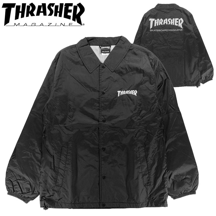 スラッシャー コーチジャケット メンズ スラッシャー コーチジャケット MAG LOGO COACH JACKET メンズジャケット ウインドブレーカー ジャケット THRASHER TH8901C BLACK 黒