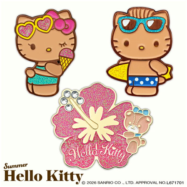 日焼けハローキティ ゴルフマーカー サンリオ ゴルフ用品 マグネット おしゃれ かわいい 帽子クリップ キャラクターグッズ ライセンス商品 サンリオキャラクターズ