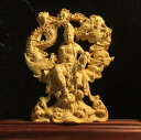 観音菩薩 木彫 縁起物 細密彫刻 龍鳳呈祥-自在観音 仏像 置物