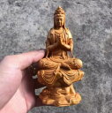 木彫 ★精密細工 木彫り 仏像置物 自在観音菩薩座像 合掌