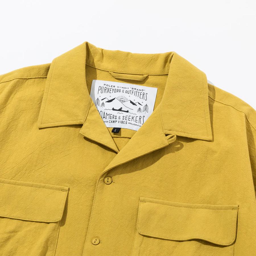 POLER STUFF HEMP RELAX OPEN COLLAR SHIRT YELLOW ポーラースタッフ ヘンプ リラックスフィット オープンカラーシャツ イエロー 半袖 カジュアルシャツ