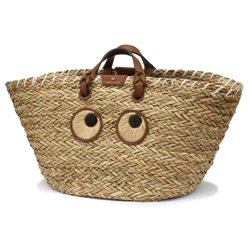 ANYA HINDMARCH アニヤハインドマーチ かごバッグ Lサイズ ラージバスケット Large Basket Paper Eyes in Seagrass 155113