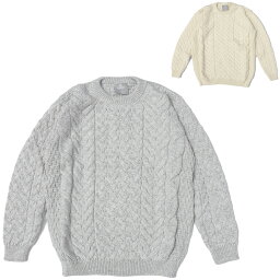 aran WOOLLEN MILLS アランウーレンミルズ スーパーソフトメリノウールクルーネックセーター ユニセックス Aran Crew Neck Super Soft Merino B689