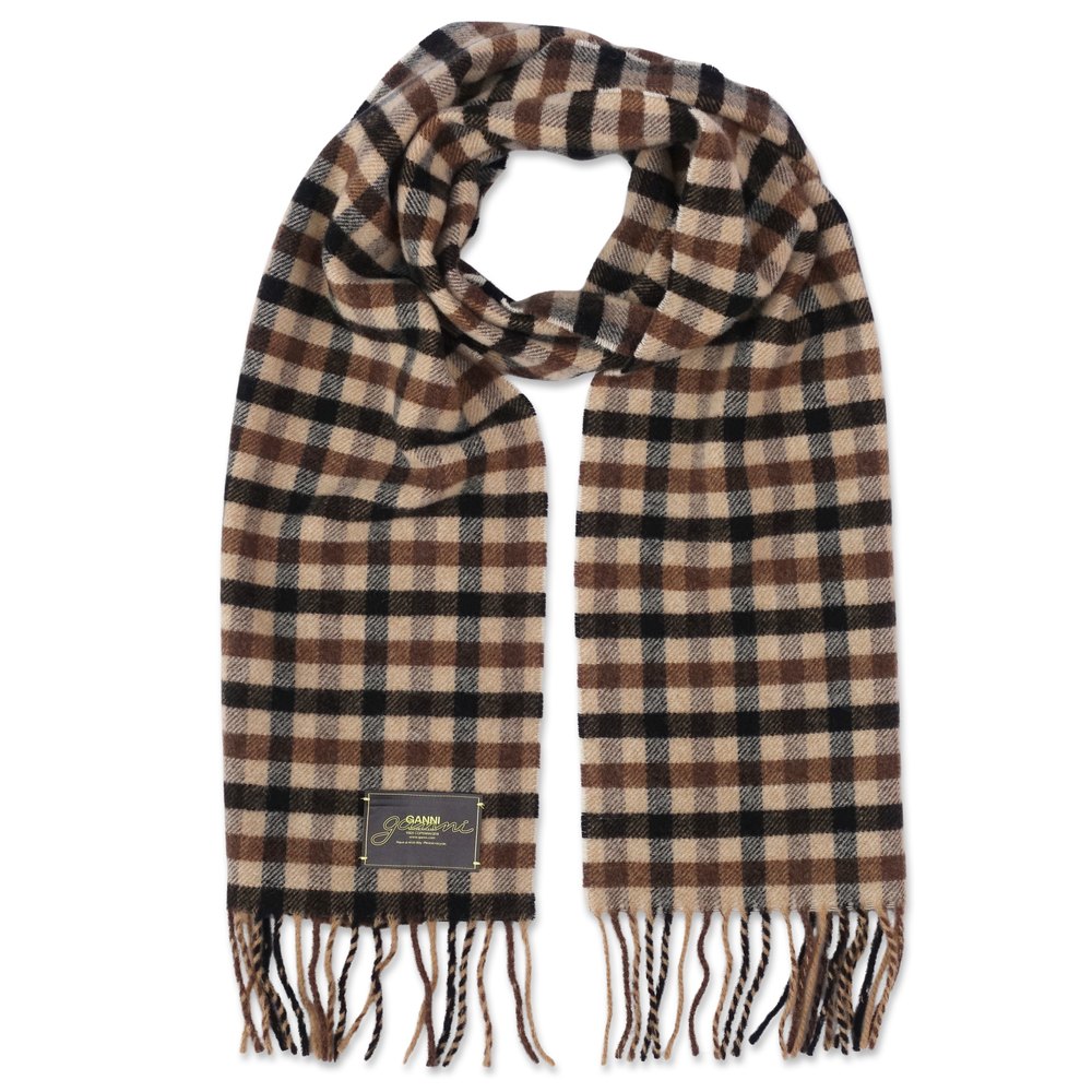 GANNI ガニー グラフィック ウール スカーフ レディース チェック柄 Graphic Wool Scarf A6668 Chicory..