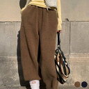ワイドパンツ レディース ボア 厚手 秋冬 秋 冬 パンツ 韓国 ゆったり ロング丈 ムートン ハイウエスト スウェット おしゃれ ワイド ロングパンツ あったか 暖かい 保温 カジュアル ブラウン 黒